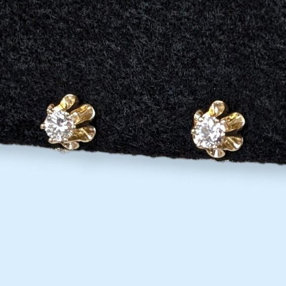 Jewelry - V. 14k Gold 0.5 Carat Diamond Stud Open Gallery Earrings